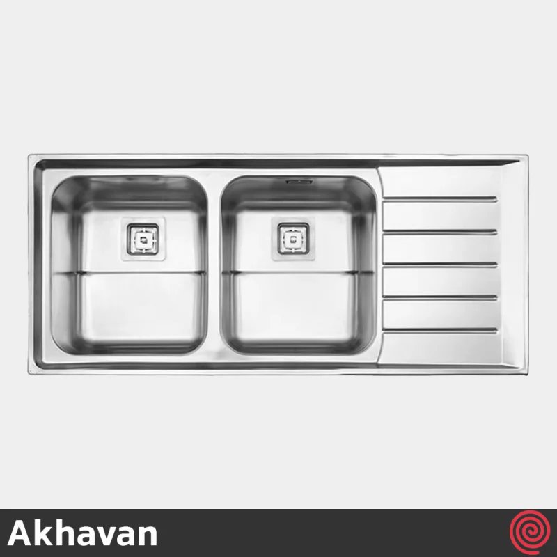 سینک ظرفشویی اخوان مدل Akhavan 510S-52 | دو لگنه فانتزی توکار