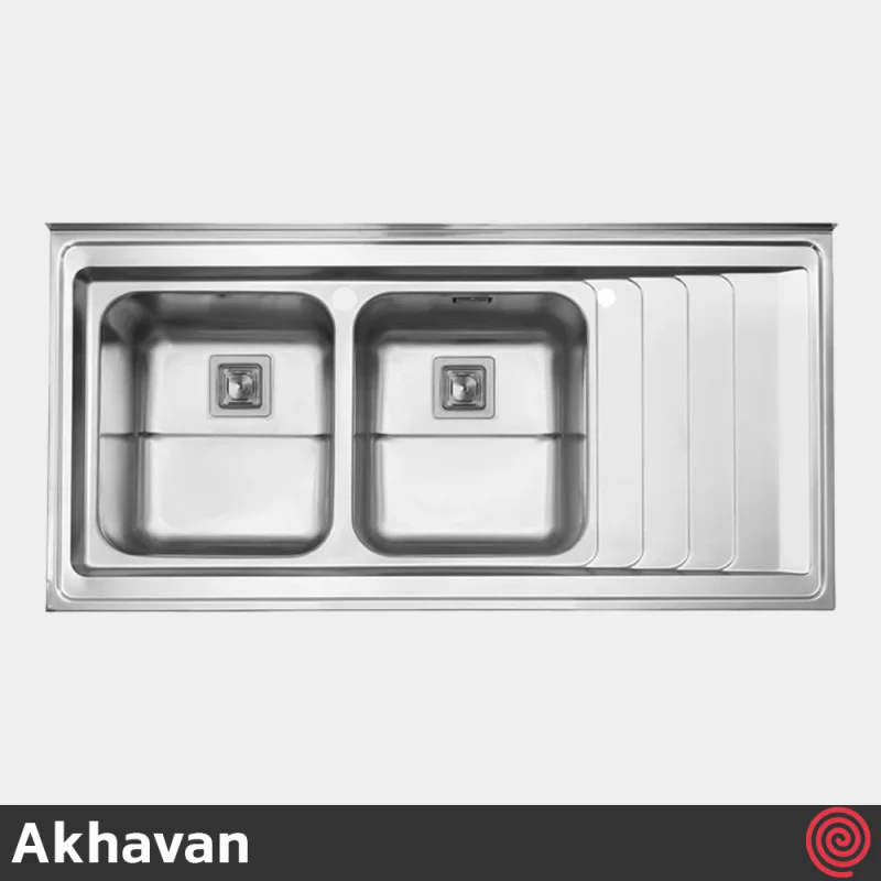 سینک ظرفشویی اخوان مدل Akhavan 509S-60 | دو لگنه فانتزی روکار