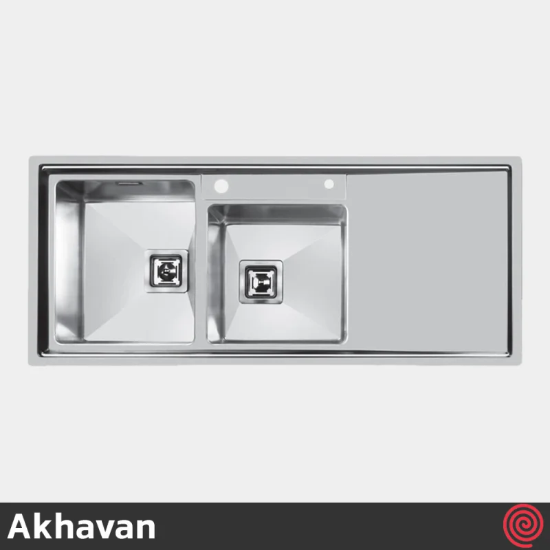 سینک ظرفشویی اخوان مدل Akhavan 600-51 | دو لگنه فانتزی توکار