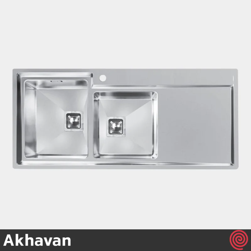 سینک ظرفشویی اخوان مدل Akhavan 601S-51 | دو لگنه فانتزی توکار