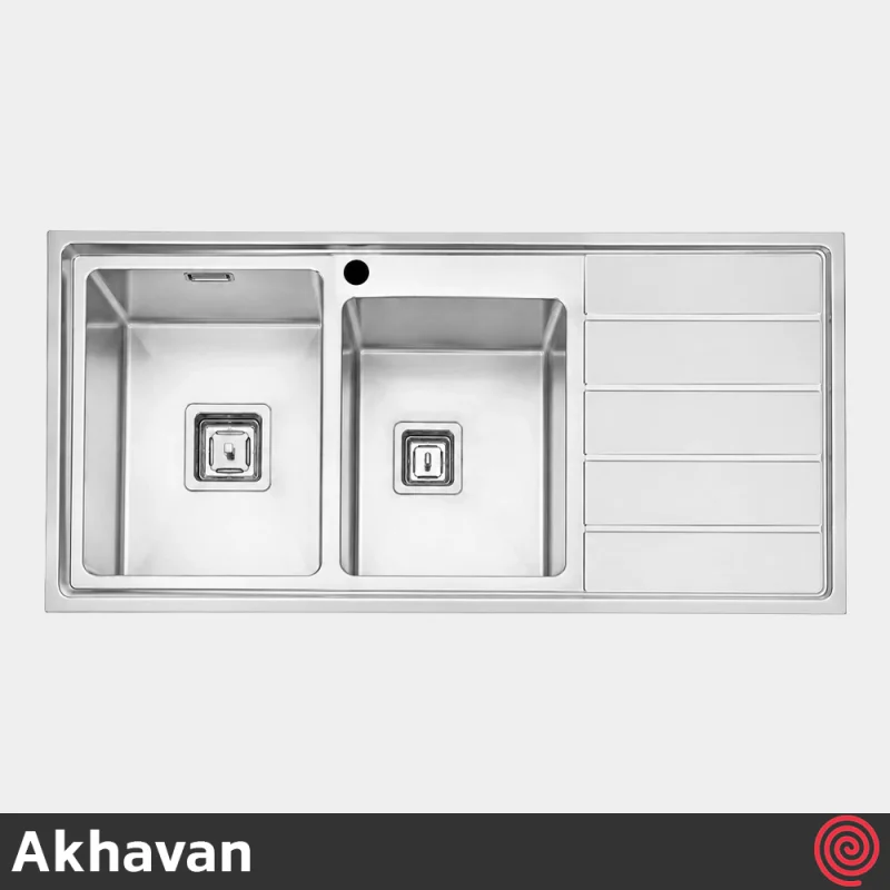 سینک ظرفشویی اخوان مدل Akhavan 603S-50 | دو لگنه فانتزی توکار
