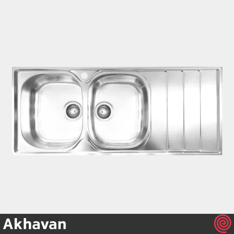 سینک ظرفشویی اخوان مدل Akhavan 147A-50 | دو لگنه فانتزی توکار