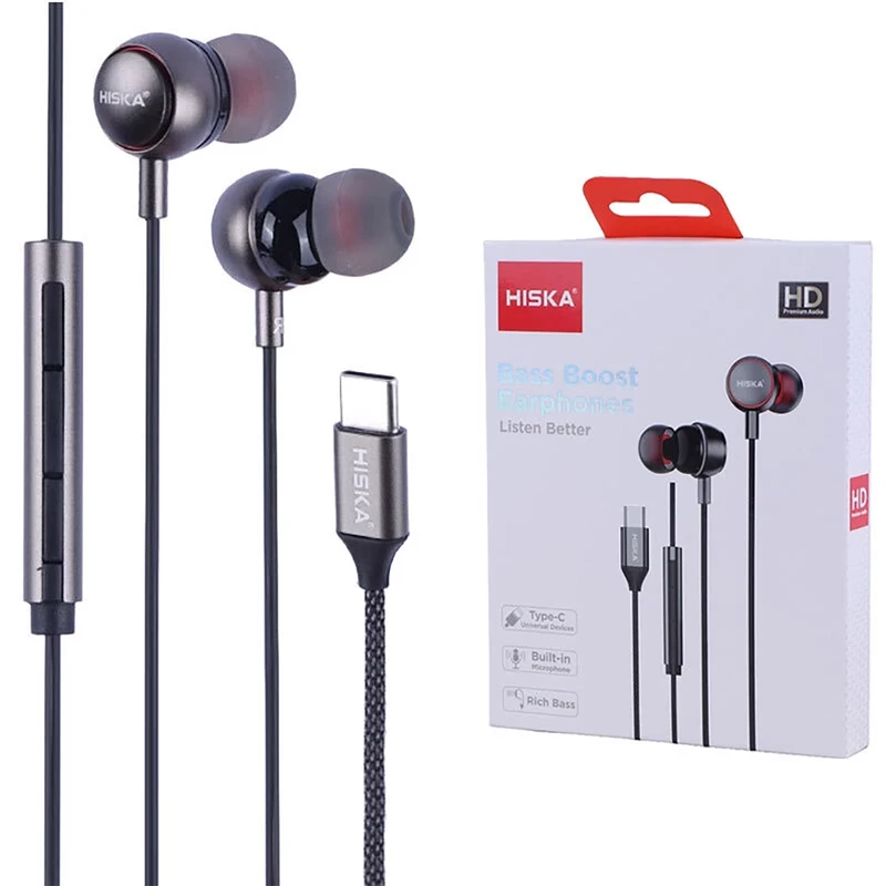 هندزفری سیمی تایپ سی هیسکا مدل HISKA HK-747C | با میکروفون