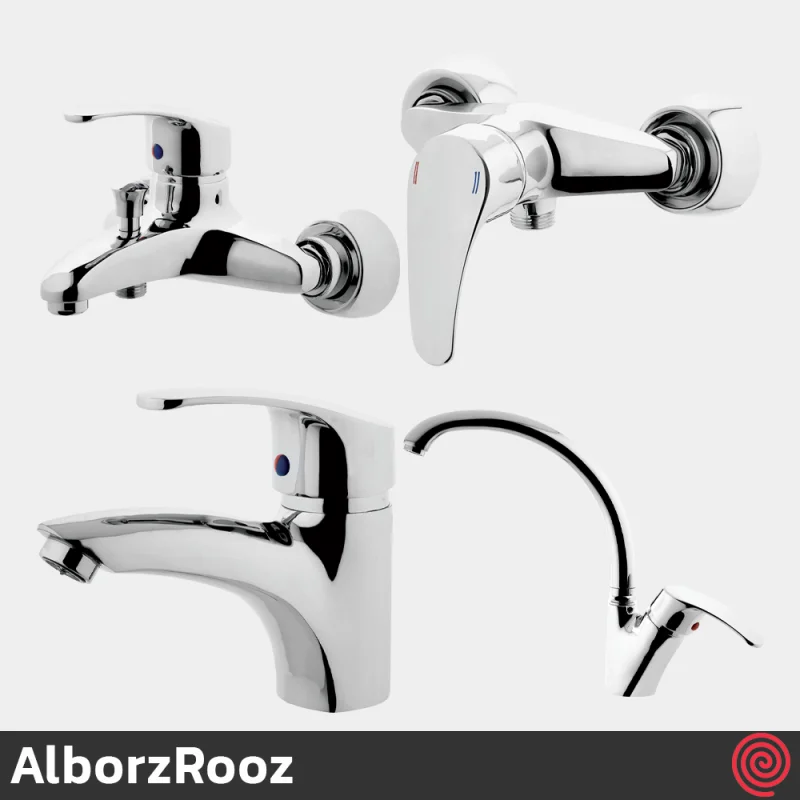 ست شیرآلات البرز روز مدل مروارید AlborzRooz Morvarid | رنگ کروم