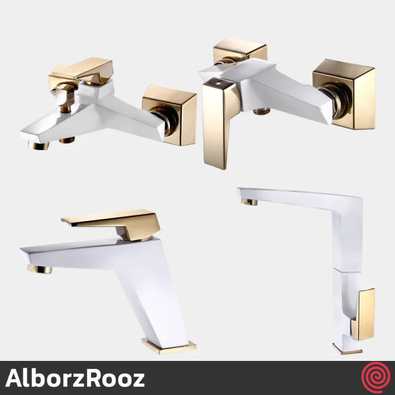 ست شیرآلات البرز روز مدل ابلیک AlborzRooz Oblique | رنگ سفید