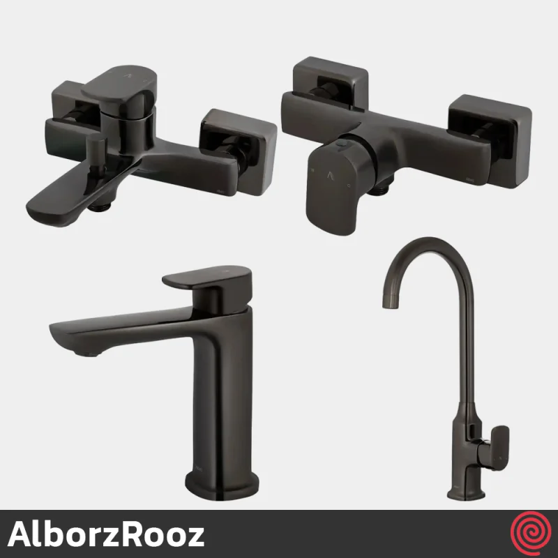 ست شیرآلات البرز روز مدل ویزارد AlborzRooz Wizard | رنگ تیتانیومی براق