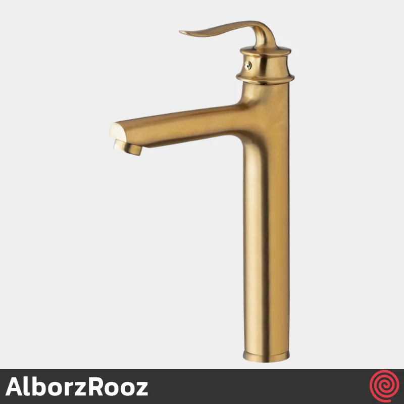 شیر روشویی پایه بلند البرز روز مدل پروشات AlborzRooz Proshot | رنگ طلایی مات