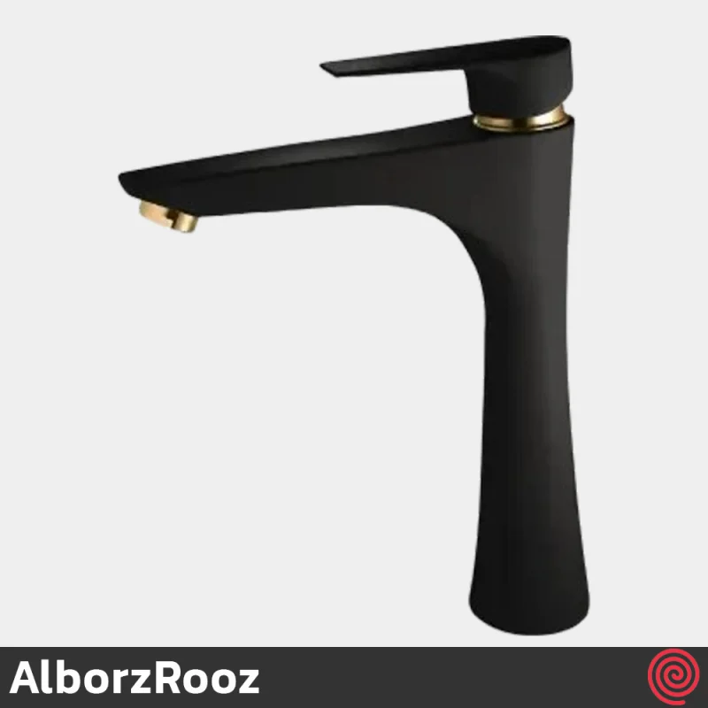 شیر روشویی پایه بلند البرز روز مدل کارن AlborzRooz Karen | رنگ مشکی طلایی