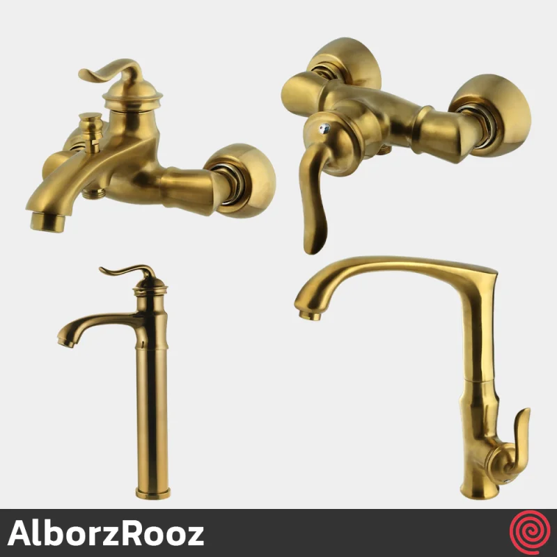 ست شیرآلات البرز روز مدل اسپیرال AlborzRooz Spiral | رنگ طلایی مات