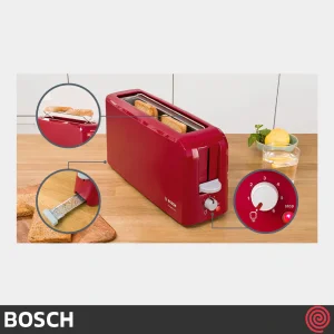 توستر نان تک اسلایس بوش مدل Bosch TAT3A004 | رنگ قرمز و اسلات بلند