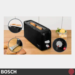 توستر نان تک اسلات بوش مدل Bosch TAT3A003 | رنگ مشکی و اسلات بلند