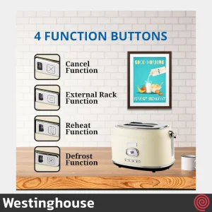توستر نان 2 اسلایس وستینگ‌ هاوس مدل Westinghouse WKTT857WH | اسلات کوچک