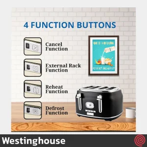توستر نان 2 اسلایس وستینگ‌ هاوس مدل Westinghouse WKTTB857BK | اسلات کوچک