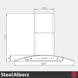 هود شومینه ای استیل البرز مدل SteelAlborz SA-115 | سایز 90 با موتور 8 دور اینورتر