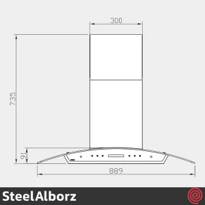 هود شومینه ای استیل البرز مدل SteelAlborz SA-101 | سایز 90 با موتور 3 دور اینورتر