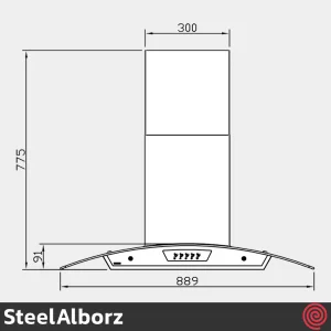 هود شومینه ای استیل البرز مدل SteelAlborz SA-102 | سایز 90 با موتور 3 دور اینورتر