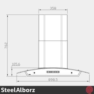 هود شومینه ای استیل البرز مدل SteelAlborz SA-105 | سایز 90 با موتور 3 دور اینورتر