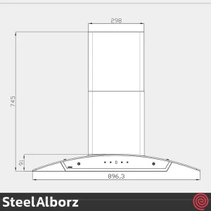 هود شومینه ای استیل البرز مدل SteelAlborz SA-118 | سایز 90 با موتور 3 دور