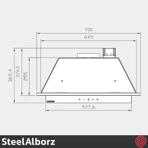 هود مخفی استیل البرز مدل SteelAlborz SA-505S | سایز 70 با موتور 8 دور اینورتر