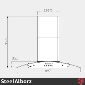 هود شومینه ای استیل البرز مدل SteelAlborz SA-120 | سایز 90 با موتور 3 دور