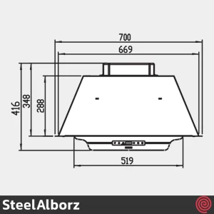 هود مخفی استیل البرز مدل SteelAlborz SA-508 | سایز 70 با موتور 3 دور