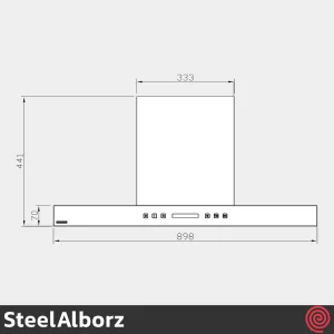 هود شومینه ای تخت استیل البرز مدل SteelAlborz SA-202B | سایز 90 با موتور 4 دور