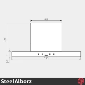 هود شومینه ای تخت استیل البرز مدل SteelAlborz SA-208 | سایز 90 با موتور 8 دور اینورتور