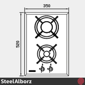 اجاق گاز صفحه ای 2 شعله استیل البرز مدل SteelAlborz G-2352i | بدنه شیشه ای