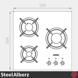 اجاق گاز صفحه ای 3 شعله استیل البرز مدل SteelAlborz G-3551i | بدنه شیشه ای