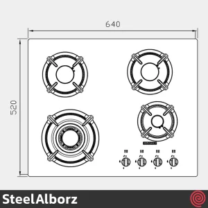 اجاق گاز صفحه ای 4 شعله استیل البرز مدل SteelAlborz G-4652i | بدنه شیشه ای