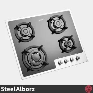 اجاق گاز صفحه ای 4 شعله استیل البرز مدل SteelAlborz G-4652is | بدنه شیشه ای با فریم استیل