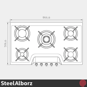 اجاق گاز صفحه ای 5  شعله استیل البرز مدل SteelAlborz G-5951IS | بدنه شیشه ای