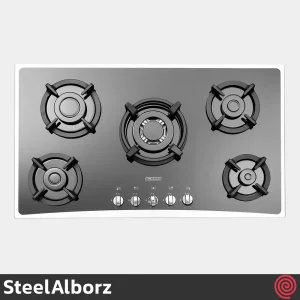 اجاق گاز صفحه ای 5 شعله استیل البرز مدل SteelAlborz G-5954IS | بدنه شیشه ای