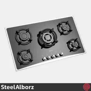 اجاق گاز صفحه ای 5  شعله استیل البرز مدل SteelAlborz G-5954IS | بدنه شیشه ای
