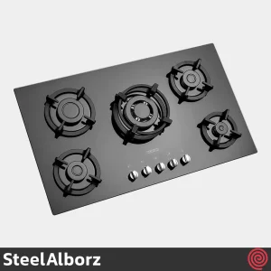 اجاق گاز صفحه ای 5  شعله استیل البرز مدل SteelAlborz G-5954I | بدنه شیشه ای