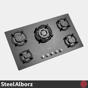 اجاق گاز صفحه ای 5  شعله استیل البرز مدل SteelAlborz G-5958I | بدنه شیشه ای