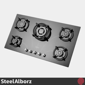 اجاق گاز صفحه ای 5 شعله استیل البرز مدل SteelAlborz G-5958I | بدنه شیشه ای