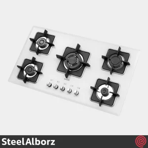 اجاق گاز صفحه ای 5 شعله استیل البرز مدل SteelAlborz G-5960IW | بدنه شیشه ای
