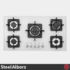 اجاق گاز صفحه ای 5 شعله استیل البرز مدل SteelAlborz G-5960IW | بدنه شیشه ای