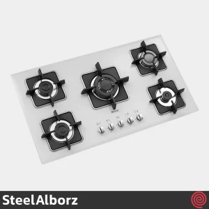 اجاق گاز صفحه ای 5  شعله استیل البرز مدل SteelAlborz G-5960IW | بدنه شیشه ای