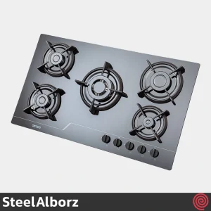 اجاق گاز صفحه ای 5 شعله استیل البرز مدل SteelAlborz G-5961I | بدنه شیشه ای