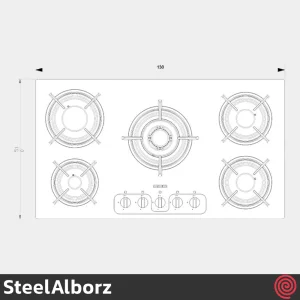 اجاق گاز صفحه ای 5 شعله استیل البرز مدل SteelAlborz G-5968I | بدنه شیشه ای