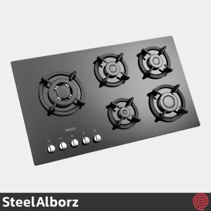 اجاق گاز صفحه ای 5 شعله استیل البرز مدل SteelAlborz G-5957IL | بدنه شیشه ای