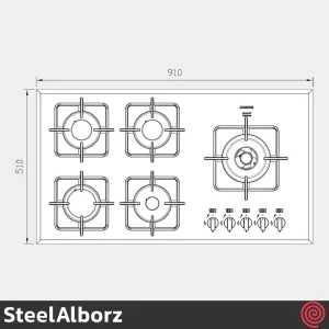 اجاق گاز صفحه ای 5 شعله استیل البرز مدل SteelAlborz G-5959IR | بدنه شیشه ای