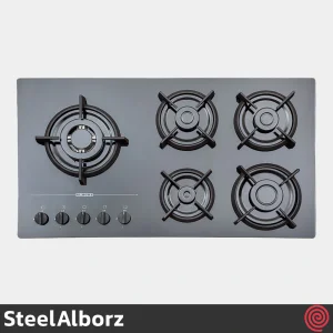 اجاق گاز صفحه ای 5 شعله استیل البرز مدل SteelAlborz G-5967IL | بدنه شیشه ای