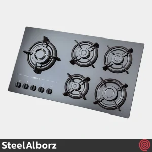 اجاق گاز صفحه ای 5 شعله استیل البرز مدل SteelAlborz G-5967IL | بدنه شیشه ای