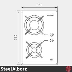 اجاق گاز صفحه ای 2 شعله استیل البرز مدل SteelAlborz G-2302 | بدنه شیشه ای