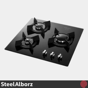 اجاق گاز صفحه ای 3 شعله استیل البرز مدل SteelAlborz G-3501 | بدنه شیشه ای