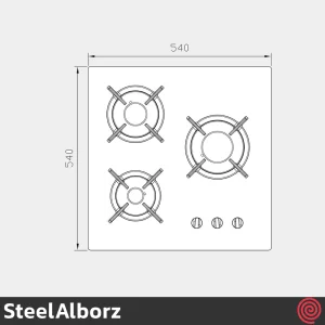 اجاق گاز صفحه ای 3 شعله استیل البرز مدل SteelAlborz G-3501 | بدنه شیشه ای