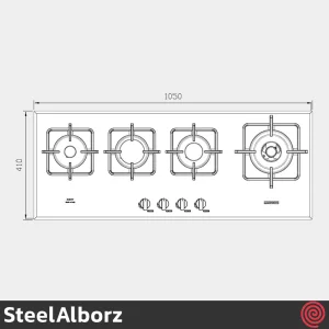 اجاق گاز صفحه ای 4 شعله استیل البرز مدل SteelAlborz G-4101 | بدنه شیشه ای